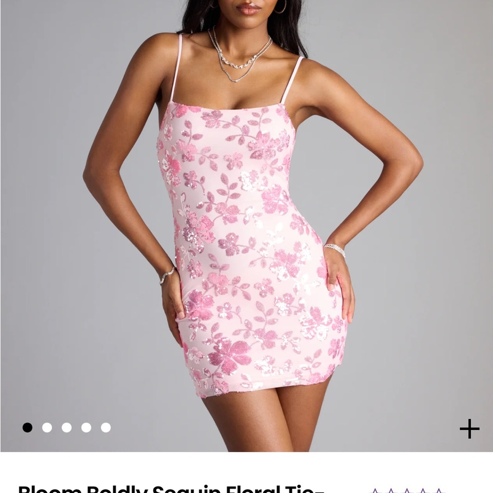 Windsor Homecoming/Prom Pink Floral Sequin Mini Dress